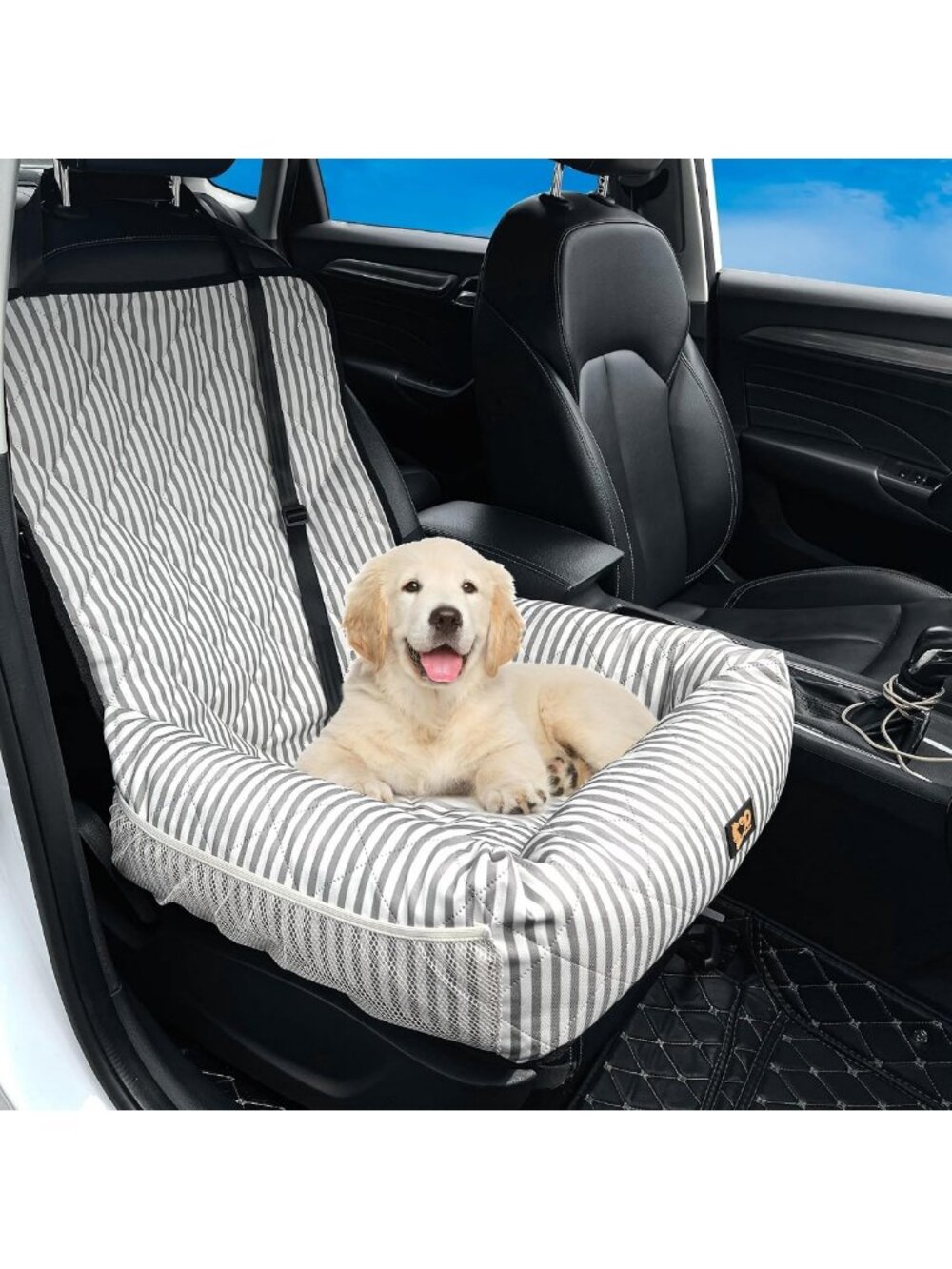 Cozy Dog Car Seat for Small & Medium Dogs, Portable Travel Booster Bed, Grey